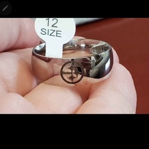 Stainless steel Pittsburgh Steelers football ring size 12